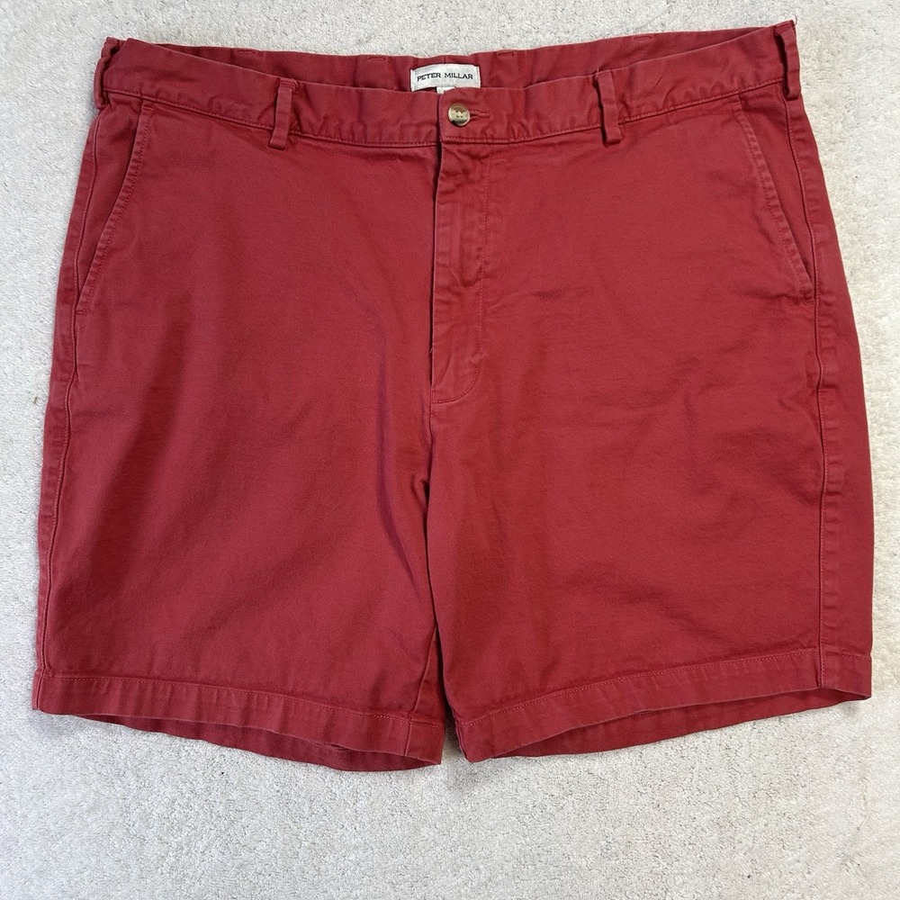 Peter Millar Mens Size 38 Red Pilot Twill Cotton Athletic Shorts (J8)